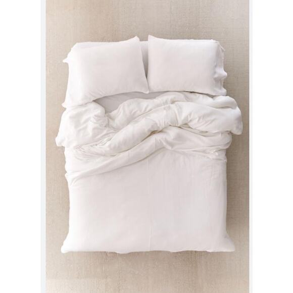 Urban Outfitters Faded Ribbed Jersey Comforter Full / Queen White - Picture 1 of 4